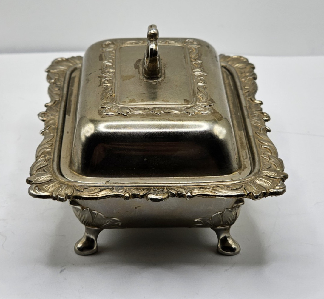 VTG Silver Plate Butter Vanity Trinket Dish
