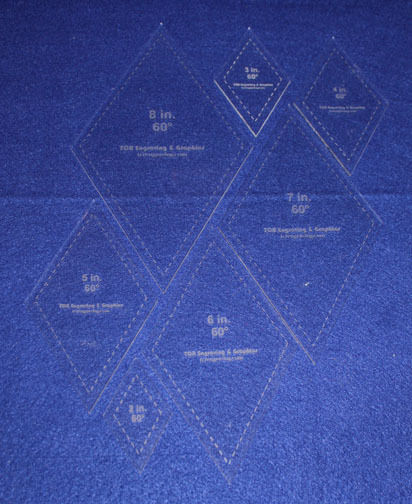 Quilt Templates-60 Degree Diamond Set-2,3,4,5,6,7,8.- 7 Piece Set-Acrylic 1/8"