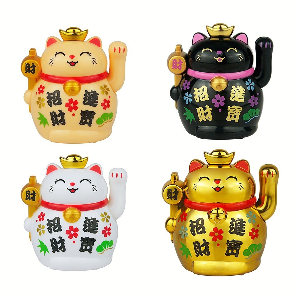 Eco Friendly Automatic Waving Lucky Cat Solar Powered Cat for Office and Home