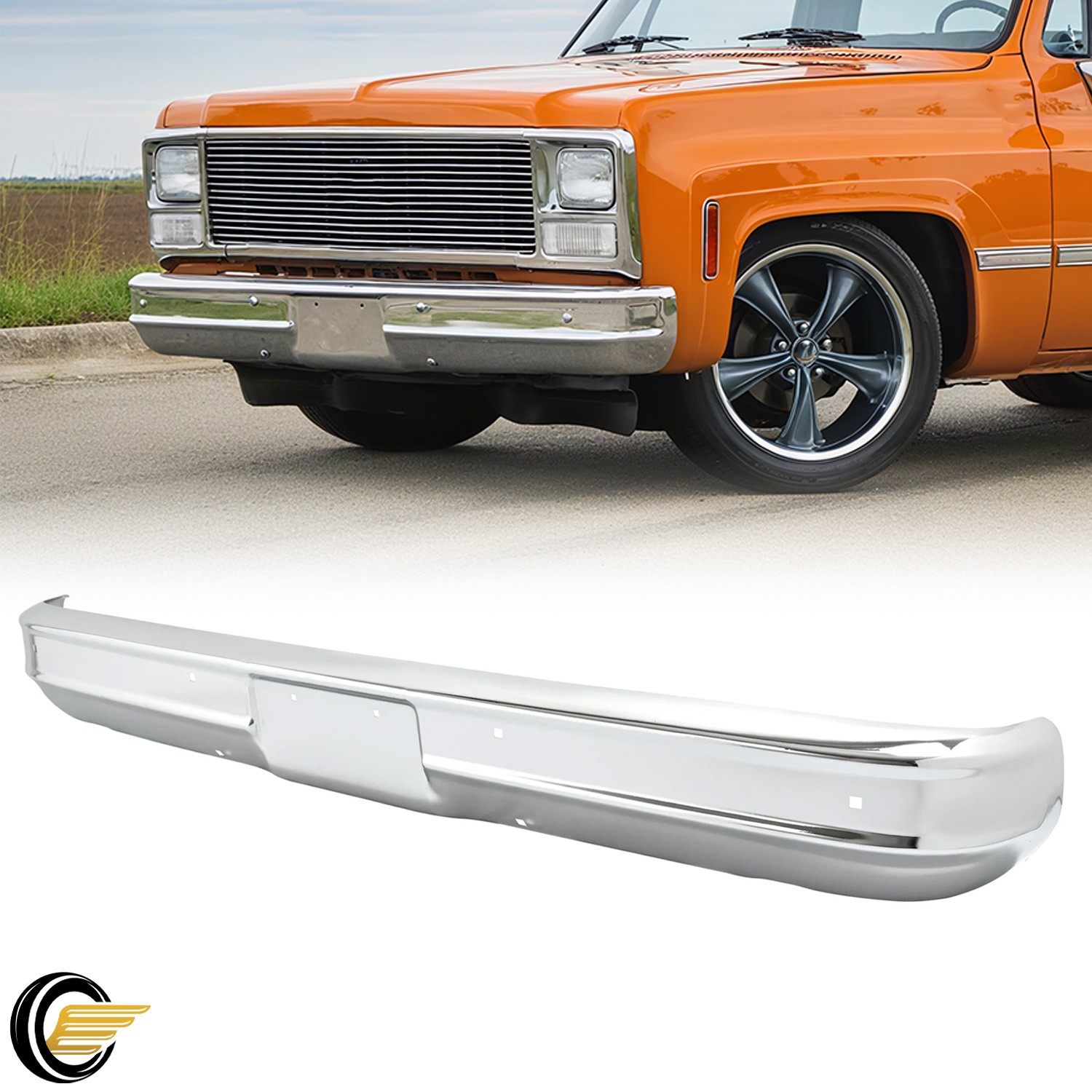 Steel Chrome Front Bumper Face Bar For Chevy GMC C10 K10 Suburban 1973-1980