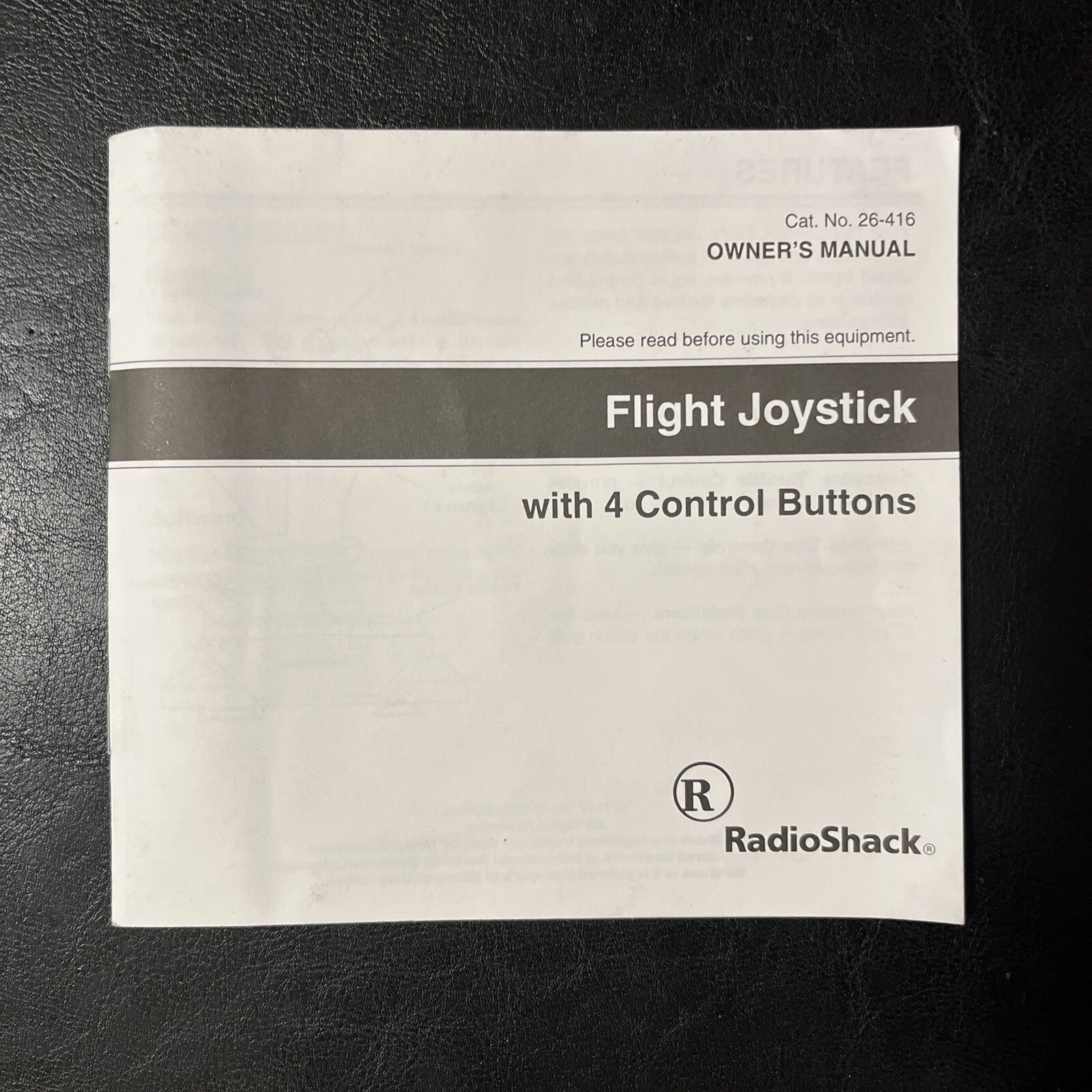 Radio Shack Manual Flight Joystick With 4 Control Buttons Instructions [M1]