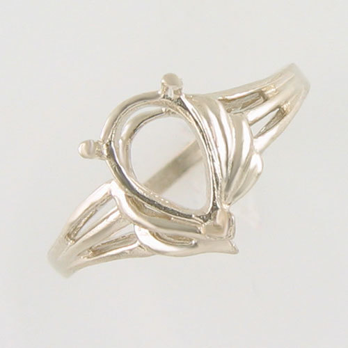 PRE-NOTCHED VINTAGE 9X6 PEAR DESIGNER SOLITAIRE RING STERLING SILVER CR5028SS