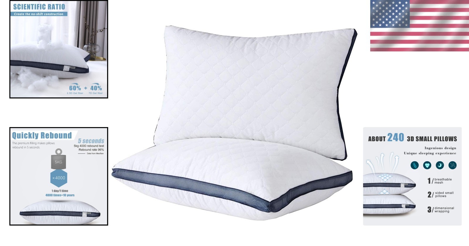 Luxury Hotel Pillows 2-Pack, Queen Size Set