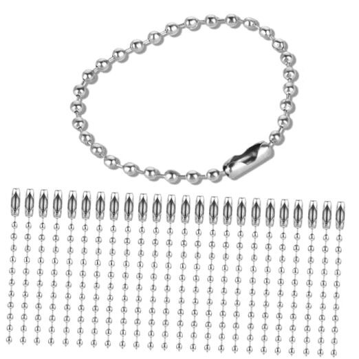 100 Pcs Ball Chain Keychain - 4.7 Inch Silver Stainless Steel Chain With