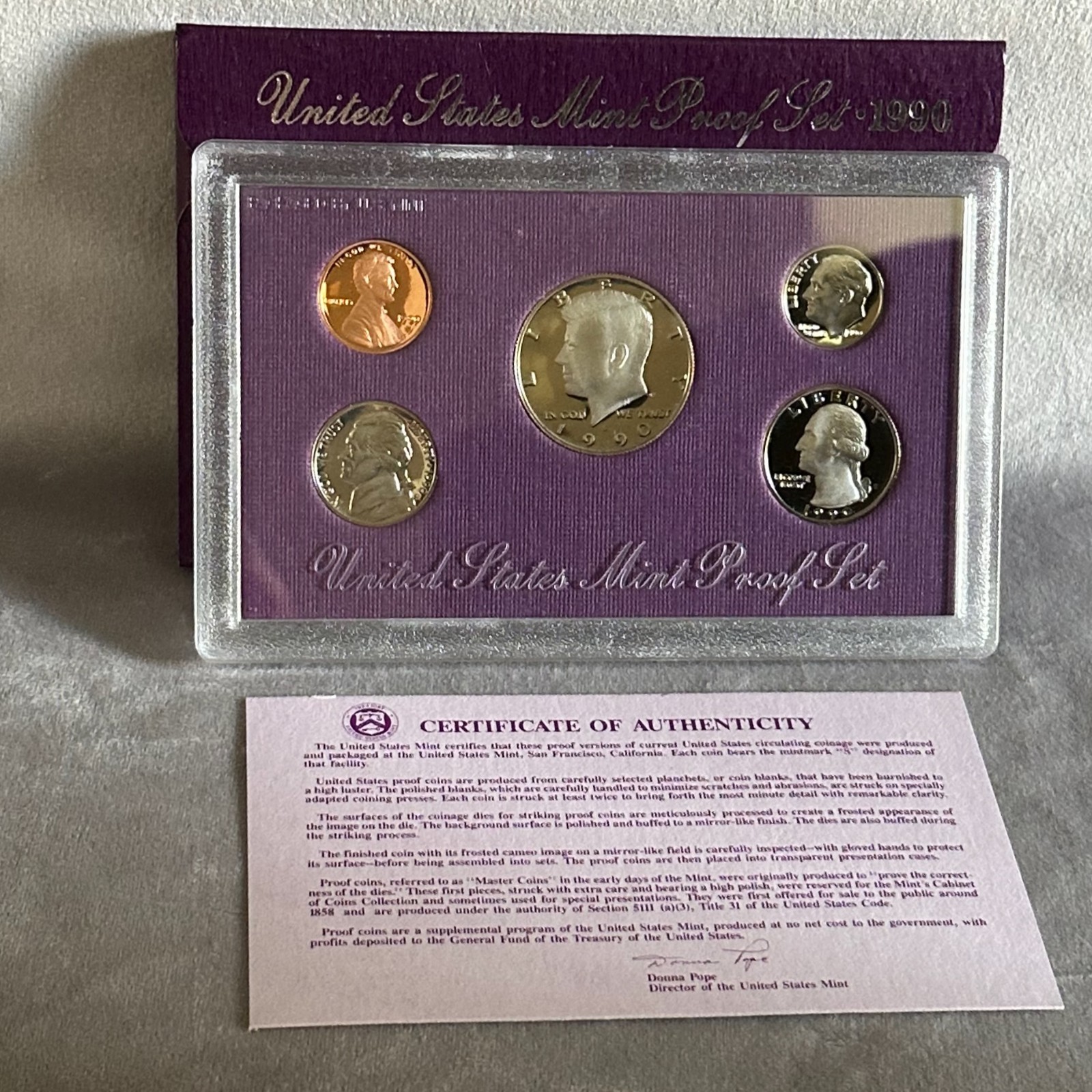 1990-S U.S. Proof Set Clad 6 Coins w/OGP Nice Cameo