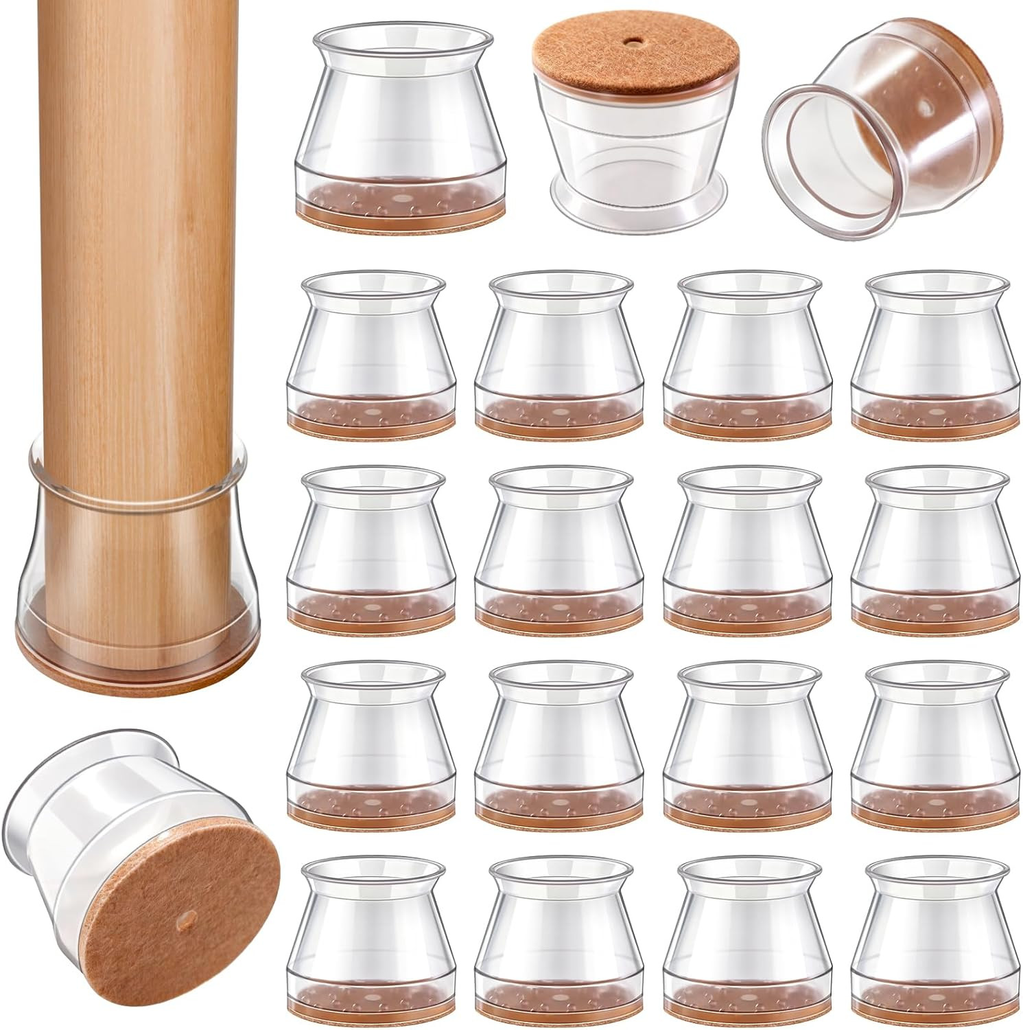 VIUME 24 Pcs Chair Leg Floor Protectors for Hardwood Floors Silicone Covers to P