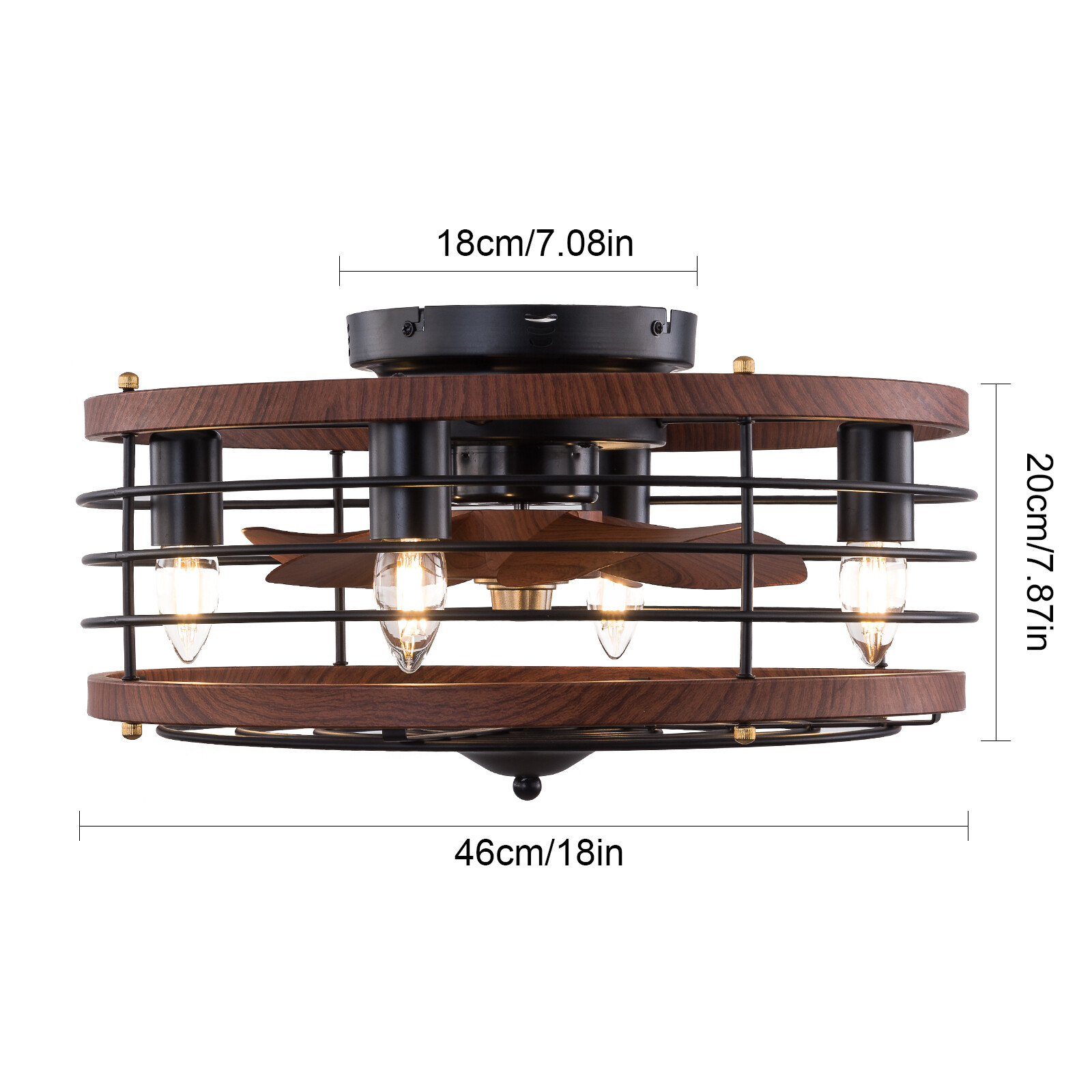 6-Gears Ceiling Fan Light E26 Ceiling Light Round Caged Ceiling Fan W/ Light 40W