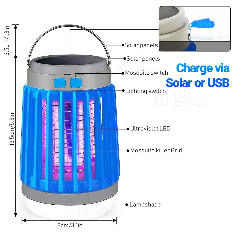 Solar Mosquito Killer Lamp USB Hanging Light Electronic Fly Bug Insect Zapper