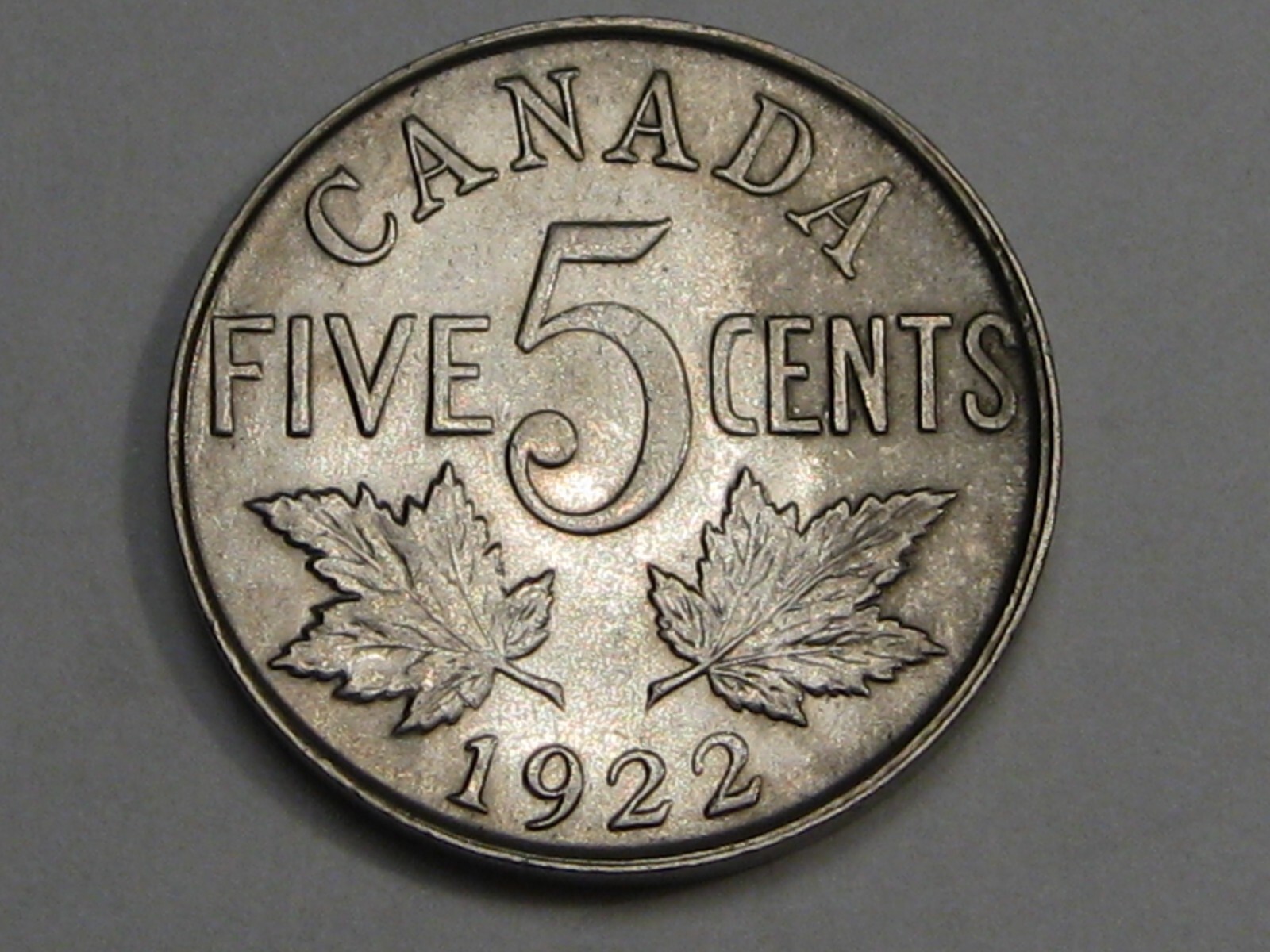 AU 1922 Five Cent 5¢ Nickel CANADA. #25