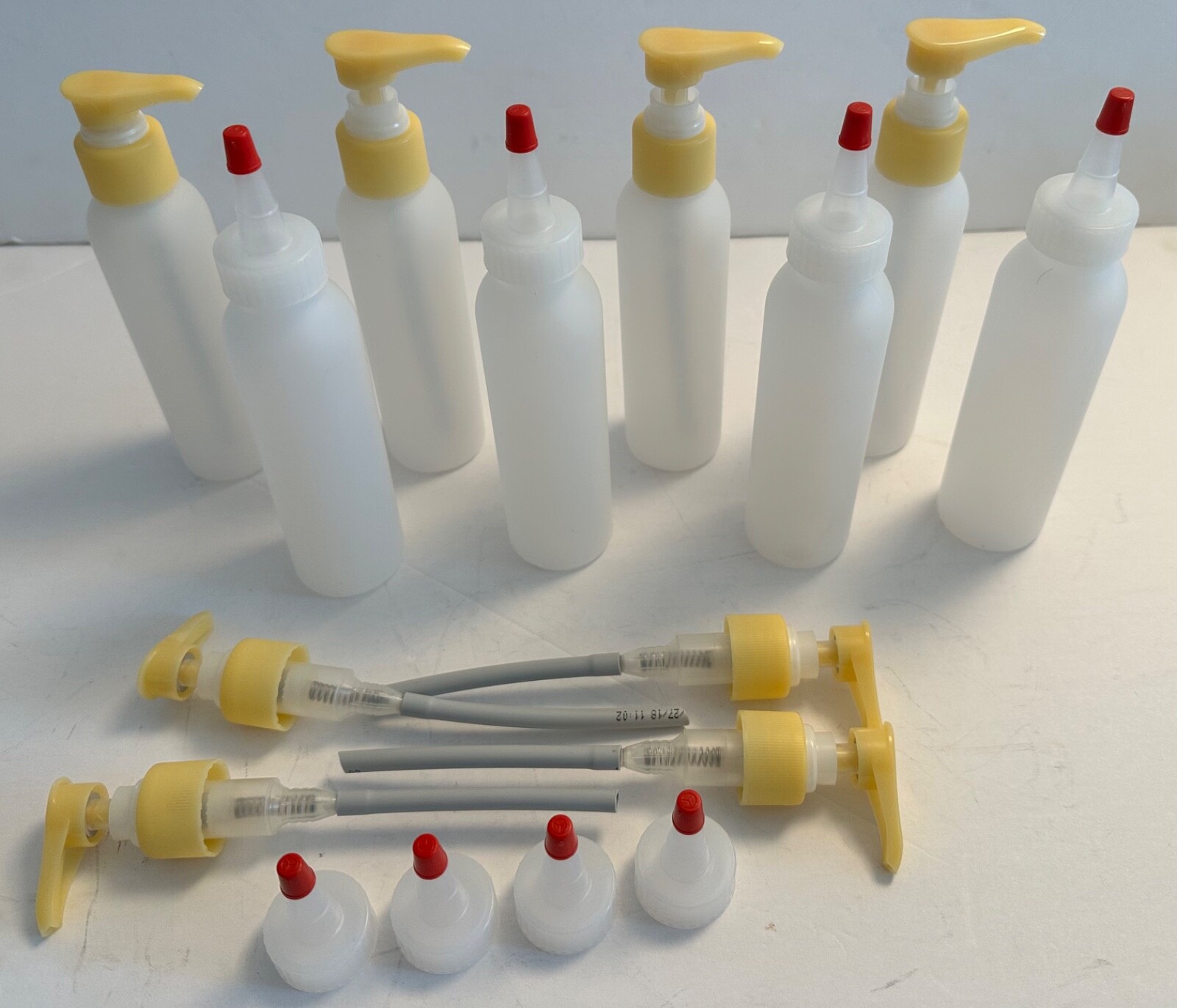 8pack of 4oz (120mL) Plastic Imperial Round Squeeze Bottles + Lotion Pumps LDPE