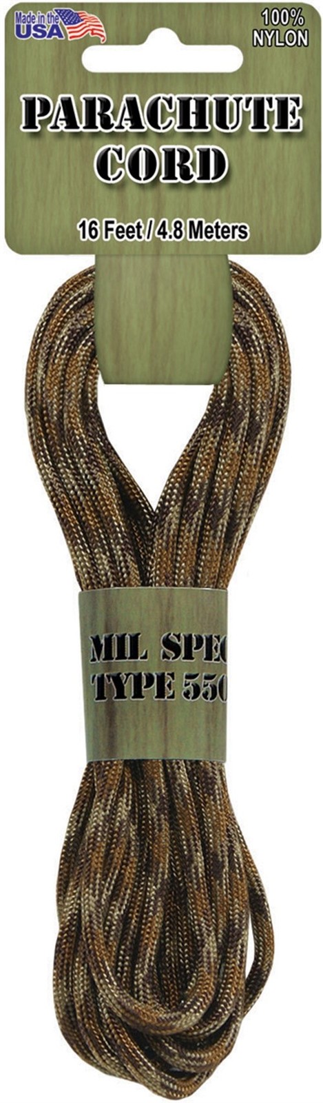 Pepperell PARA-1639 Parachute Cord 4mmx16'-Desert Camo (6Pk)