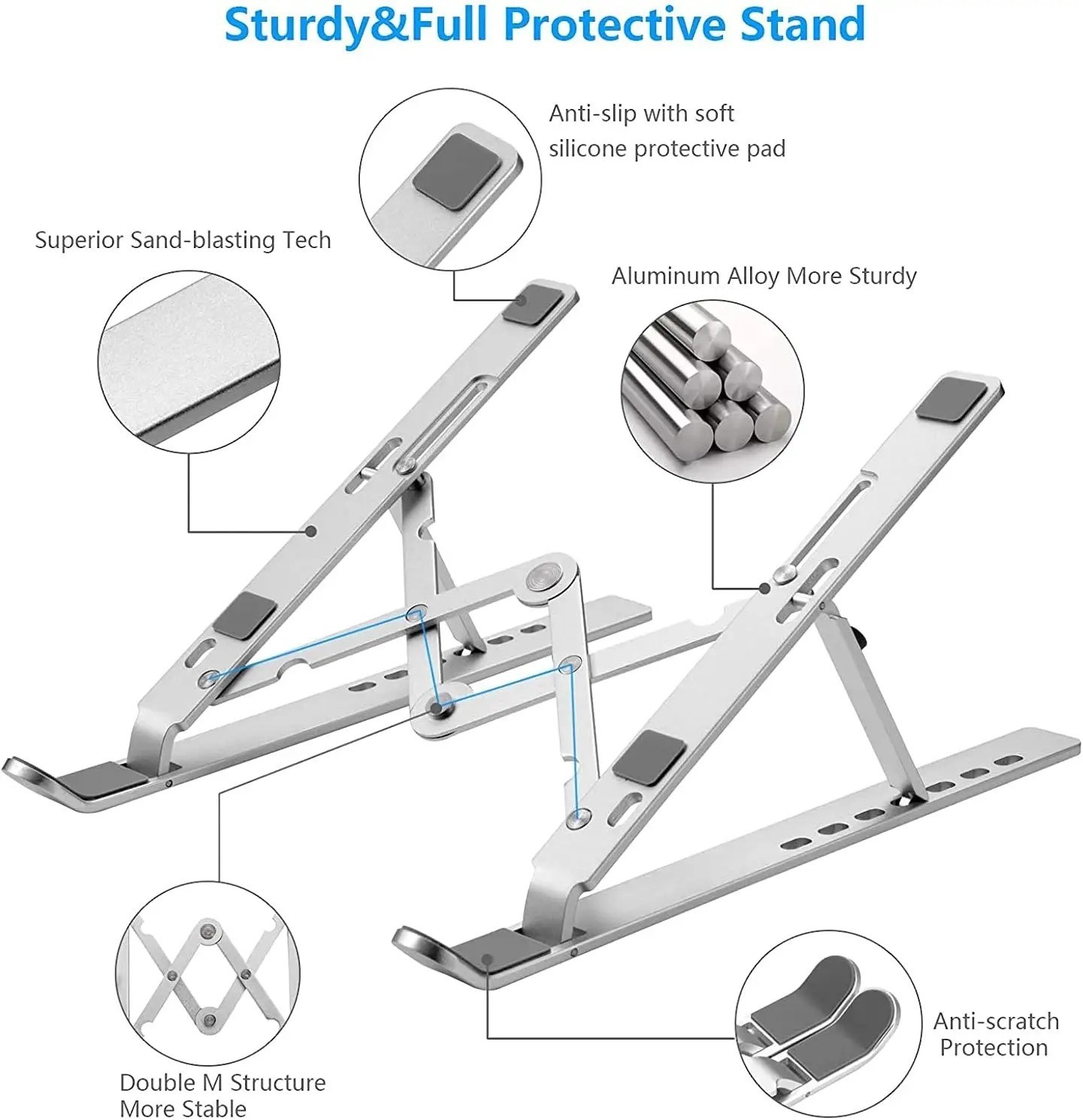 Adjustable Foldable Laptop Stand Aluminum Notebook Riser Computer Holder Desk