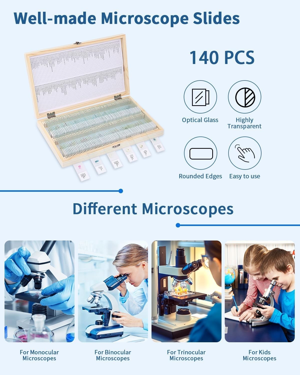 140-Pc Educational Microscope Slide Set - Safe Specimens for Young Scientists