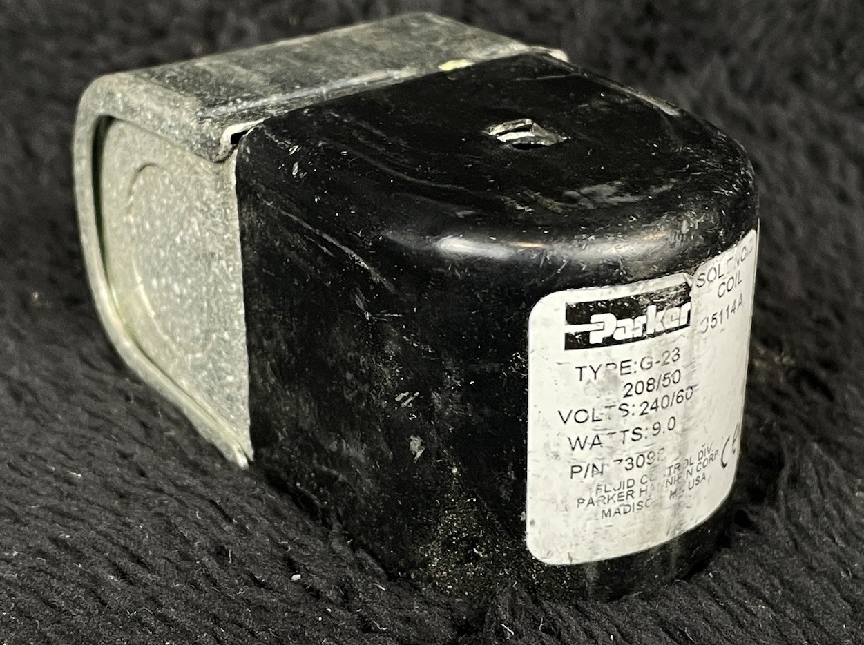 Parker Solenoid Coil 73098 G-23 208-240 Volts 50-60 HZ 9 Watts - Used Part