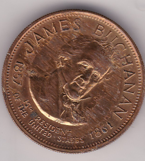 1968 Franklin Mint Presidential Hall of Fame Bronze Coin (James Buchanan)
