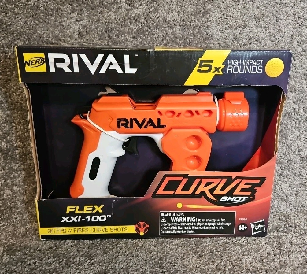 Nerf Rival Curve Shot -- Flex XXI-100 Blaster -- Fire Rounds to Curve Left