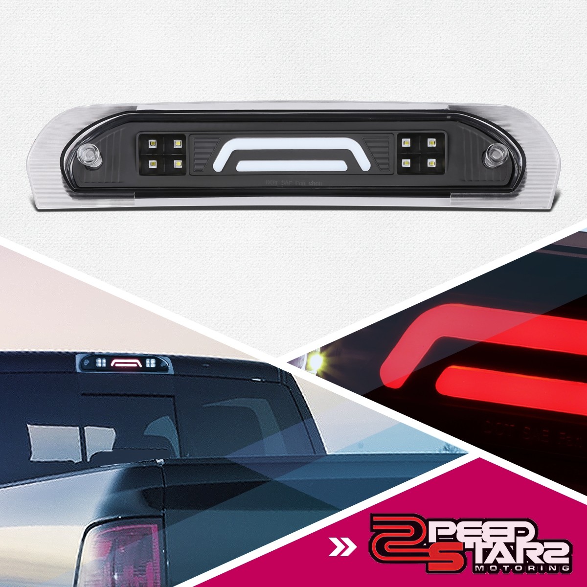 3D LED BAR REAR THIRD/3RD TAIL BRAKE LIGHT+CARGO LAMP FOR 02-09 DODGE RAM BLACK