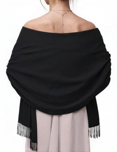 Soft Cashmere Feel Pashmina Shawl Wrap - Elegant Evening Scarf for Weddings, Bri