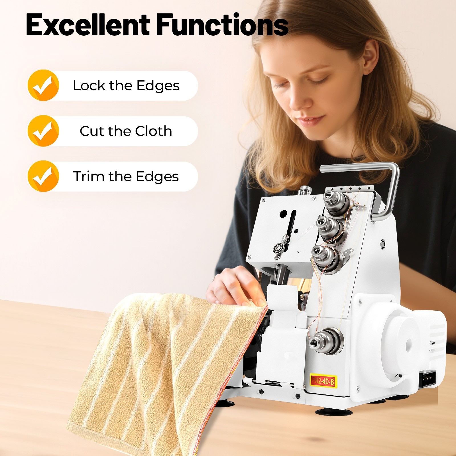 Professional 4 Thread Serger Overlock Sewing Machine 4-Line w/ Foot Controller