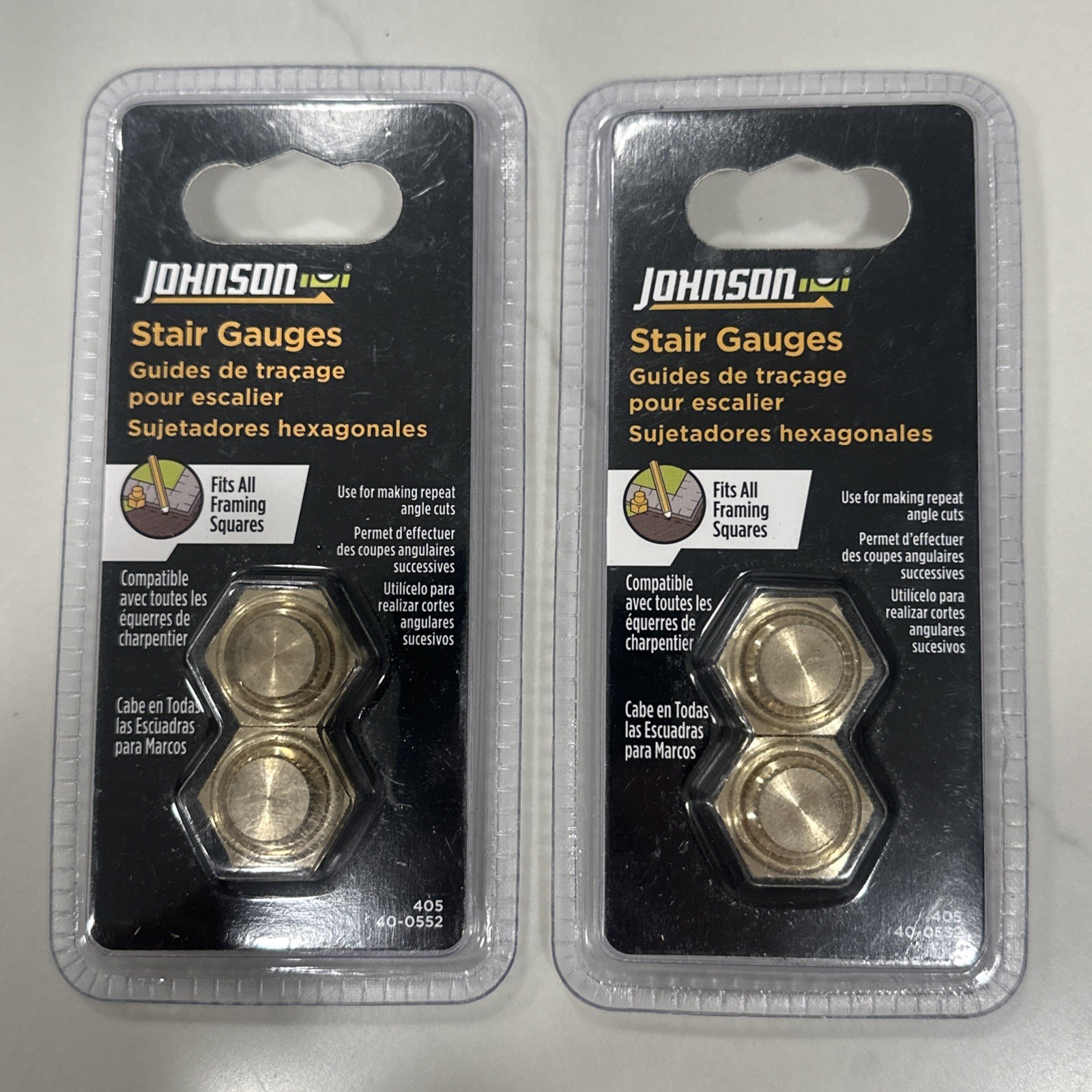 Set Of 4 Johnson Level 405 Stair and Rafter Gauge Clamps fit all Framing Squares