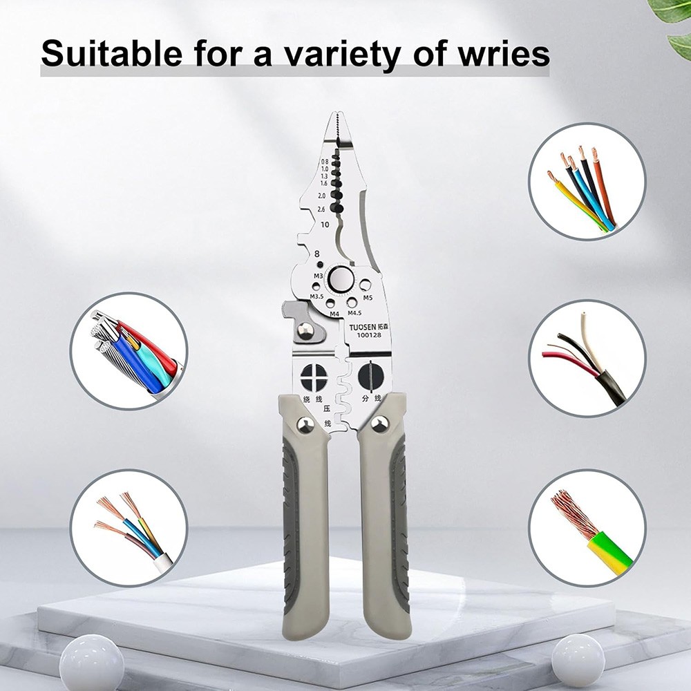 2 PACK Multifunctional Wire Stripper Crimper Cable Cutter Pliers Adjustable Tool