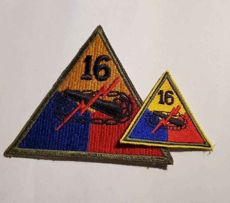 16 ARMORED PATCH GROUP, UNIQUE, RARE SIZE. ARMY ARMOR
