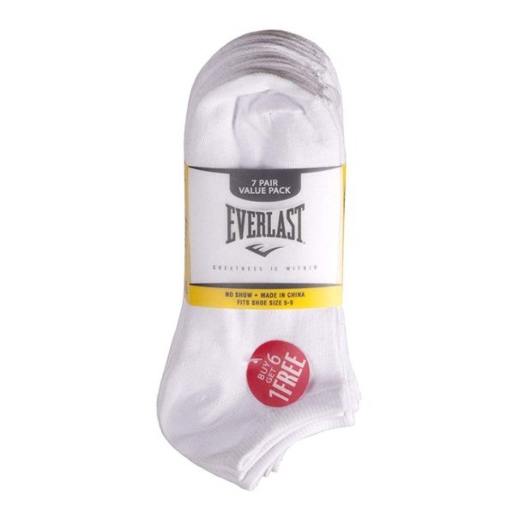 Everlast Women's Comfort Top No Show Socks 7 Pair White Shoe Size 5-9