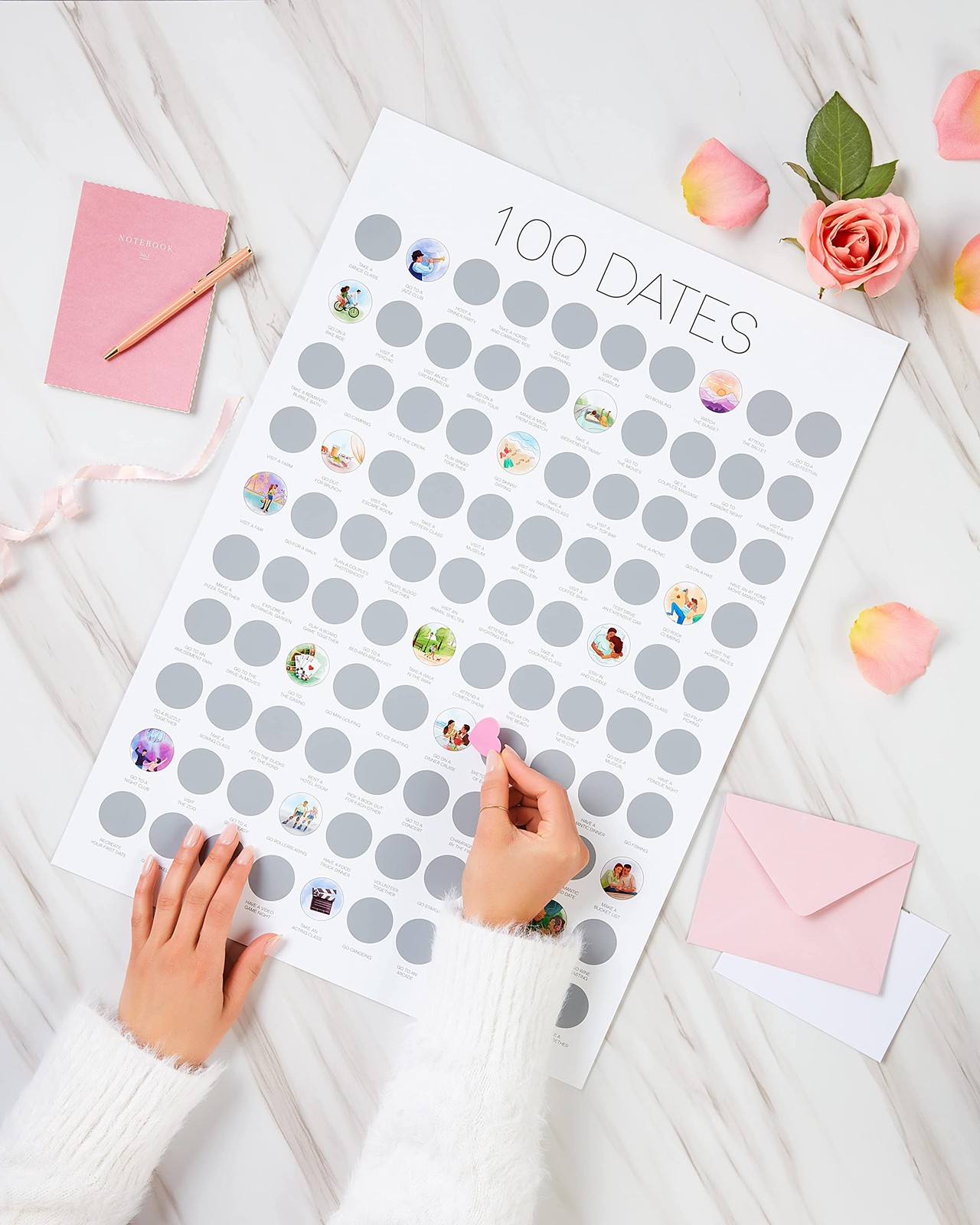 Ivvy & Co. TBD 100 Date Scratch Off Poster - Night 16.5" x 23.4", White