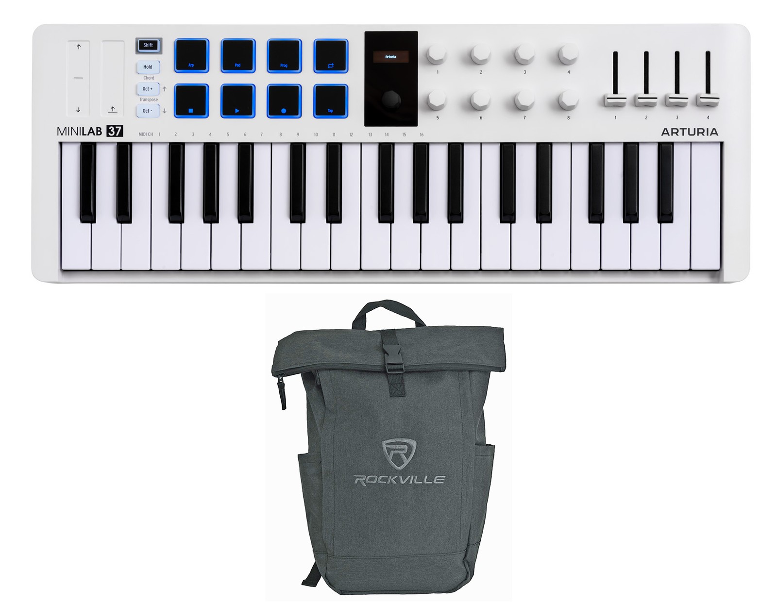 Arturia MiniLab 37 mk3 White 37-Key MIDI Keyboard Controller+Laptop Backpack