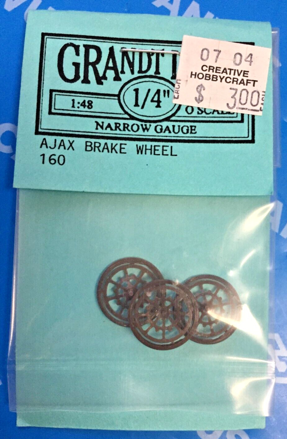 (1:48) 1/4" Narrow Gauge Grandt  Line 160 AJAX Brake Wheel Delrin USA