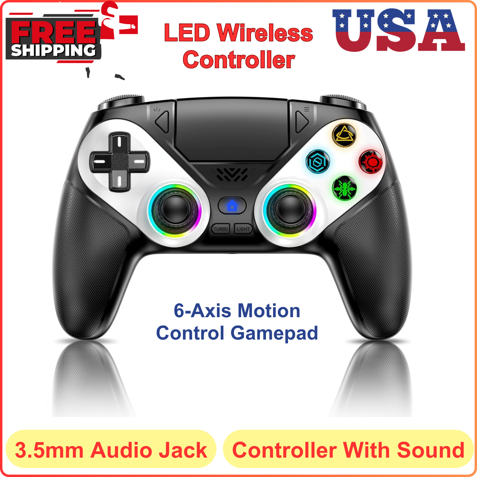 Gamrombo LED Wireless Controller For PS5, Compatible With PS5 Pro/Slim/PC, Dual