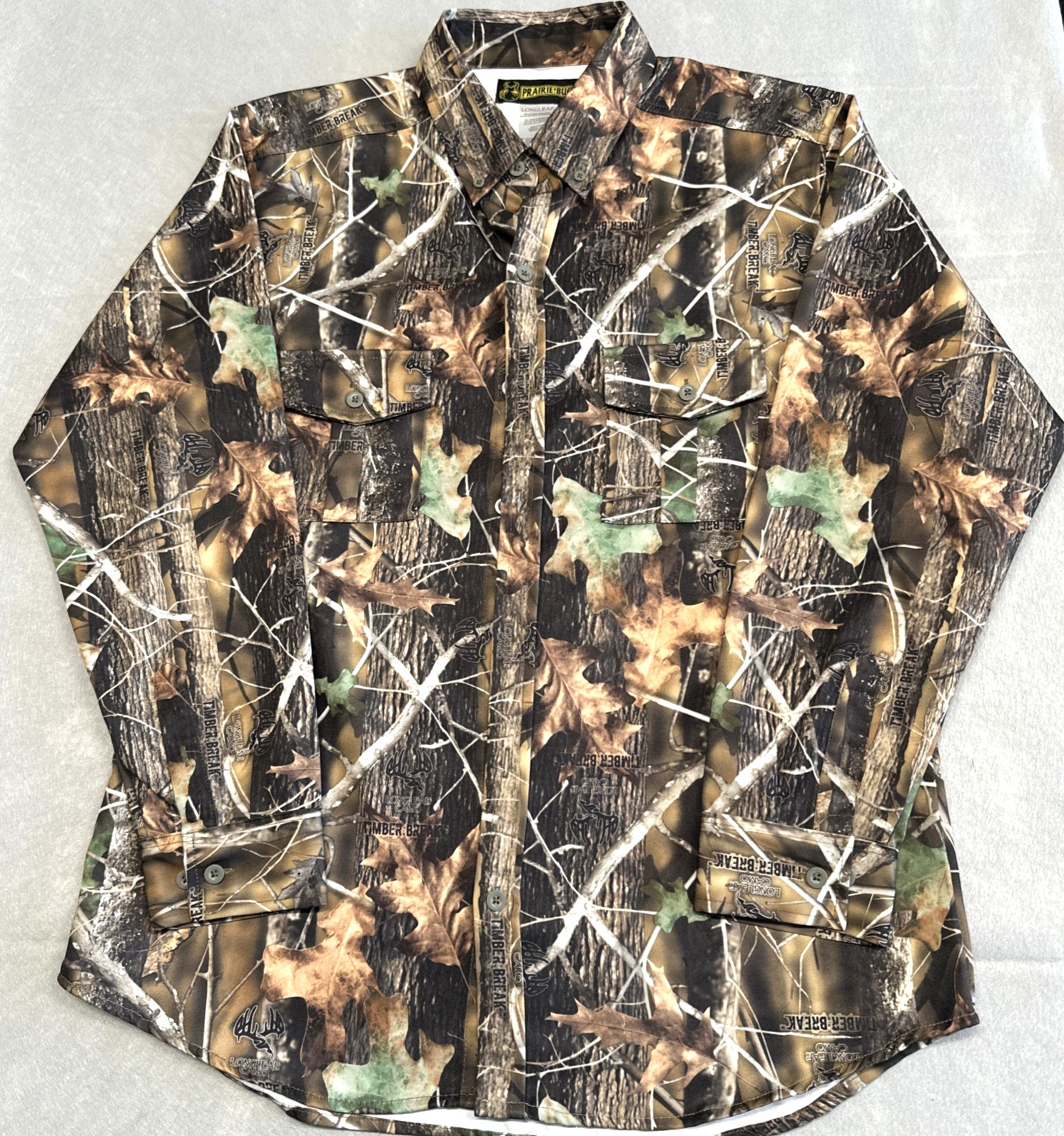Prairie Buck Longleaf 3D Camoflauge Shirt Mens Size Large Long Sleeve Button Up