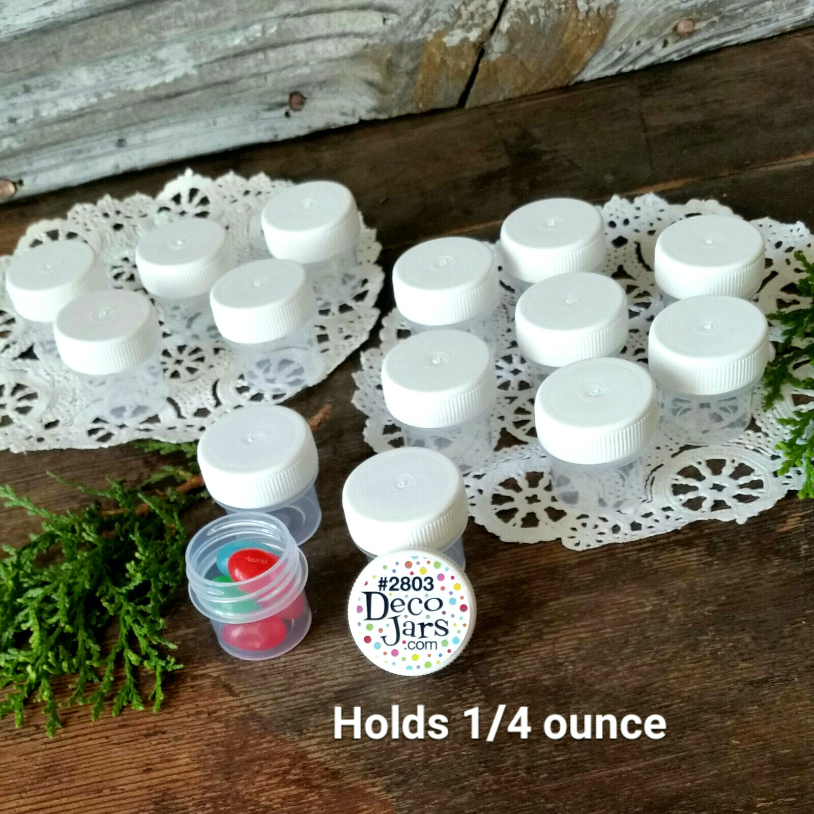 15 Vial WHITE Cap JAR Bottle Screw 1/4oz container sampler DecoJars #2803 USA