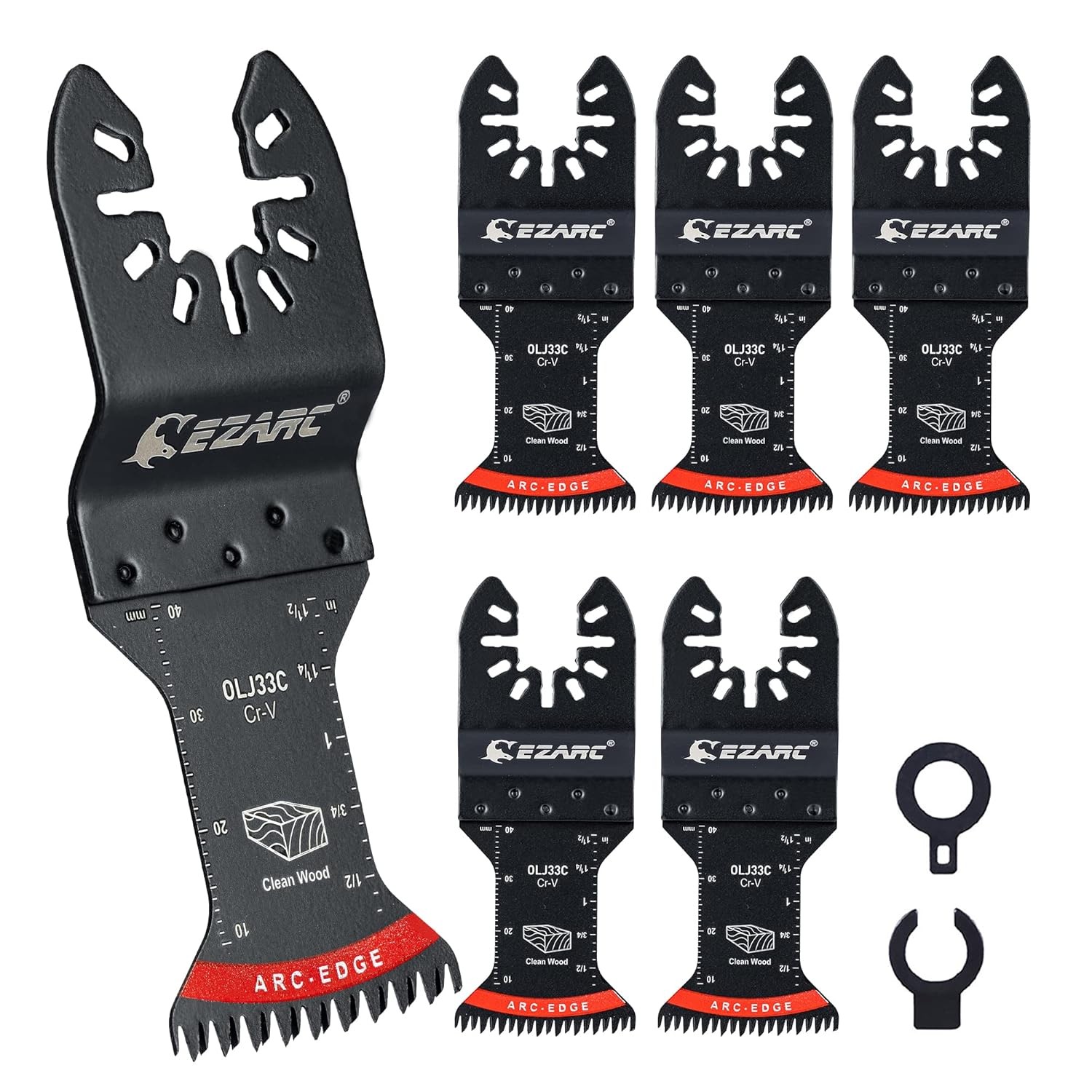 EZARC Japanese Tooth Oscillating Saw Blade, 5 PCS Arc Edge Cr-V, Black