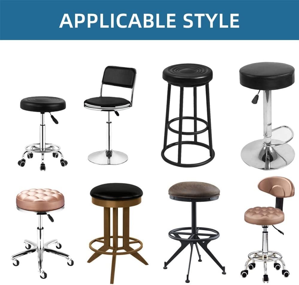 Elastic Round Stool Covers 2 Pack Black Waterproof PU Leather Slipcovers