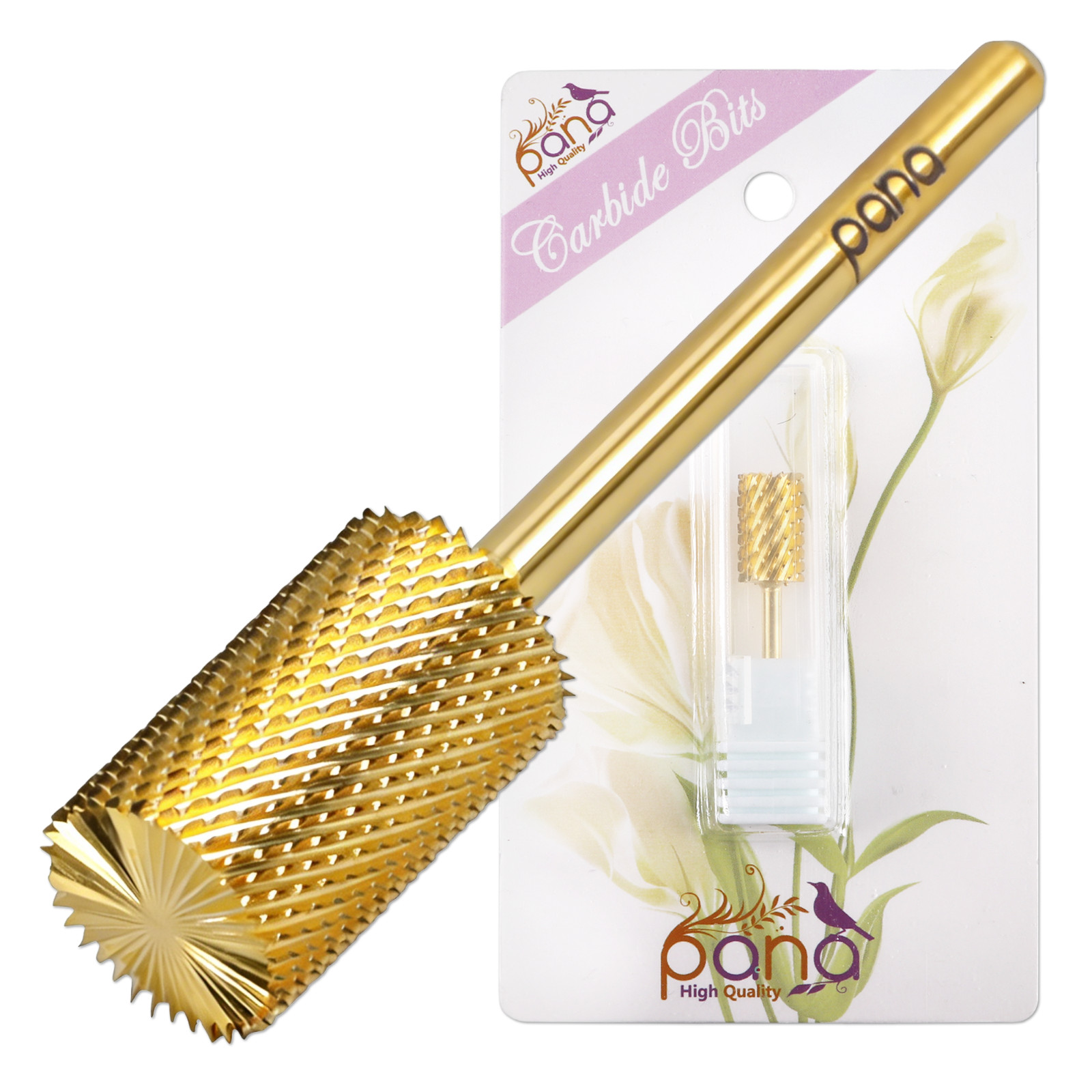 USA Professional 3/32" Big Pink & White Nail Drill Carbide Bit- (Gold, Fine)