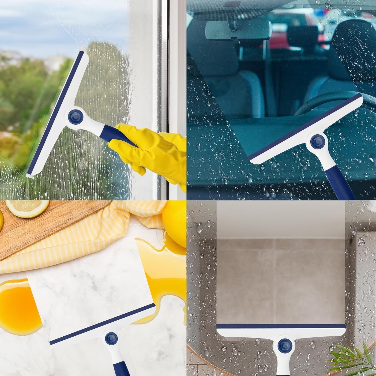 9.5" Foldable Window Squeegee, Handheld Squeegee with Soft Handle for Window Cle