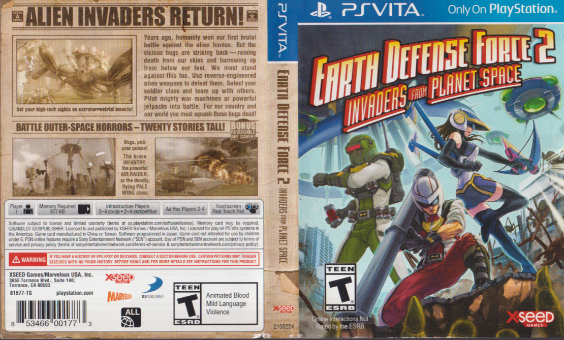 Earth Defense Force 2: Invaders From Planet Space Sony PlayStation Vita, 2015
