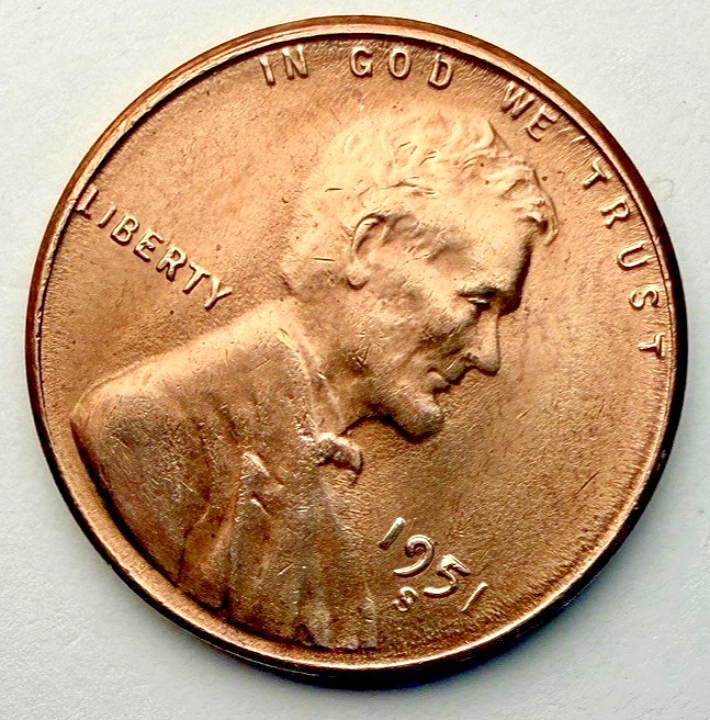 1951-S RED Brown GEM BU Lincoln Wheat Cent ~ GR8 Luster ~ Nice! ~ L06