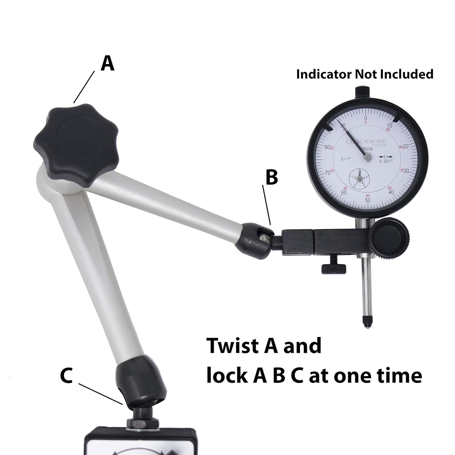 176 lbs Magnetic Base Stand for Dial Indicators - Adjustable Arm Precision Tool