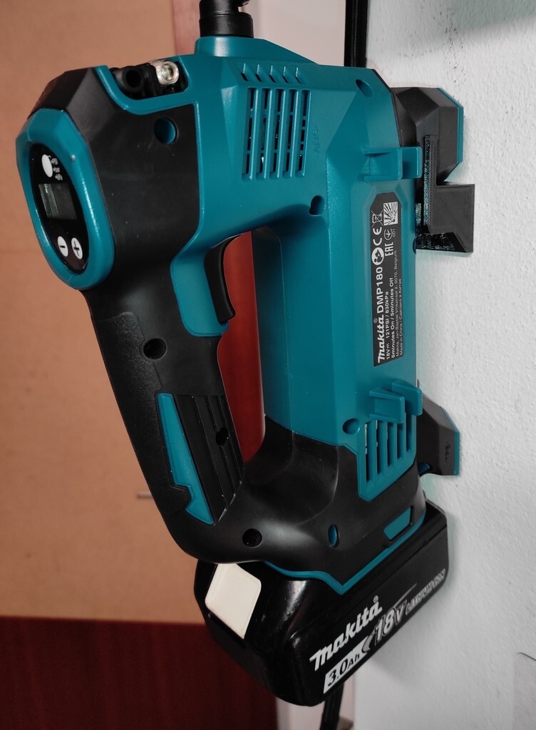 3D Printed Wall Mount for Makita DMP180ZX 18V Cordless Inflator