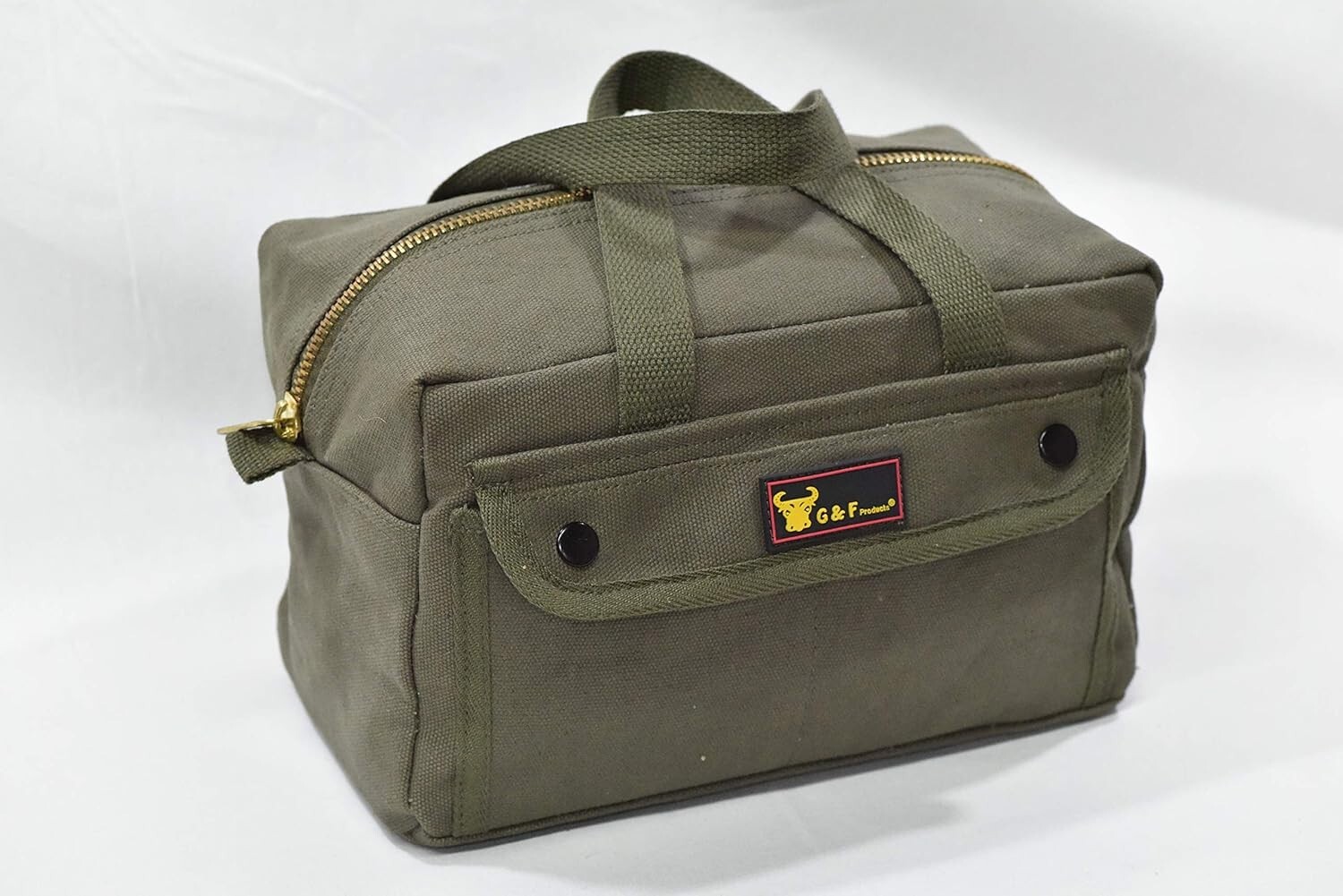 Fully Lined Water-Resistant Tool Bag - Olive Green Military Duffle Style