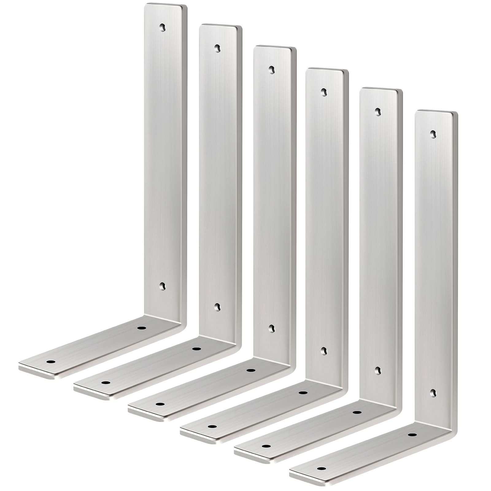 6 PCS Floating Shelf Bracket Stainless Steel 8 Inch Heavy Duty Wall Support
