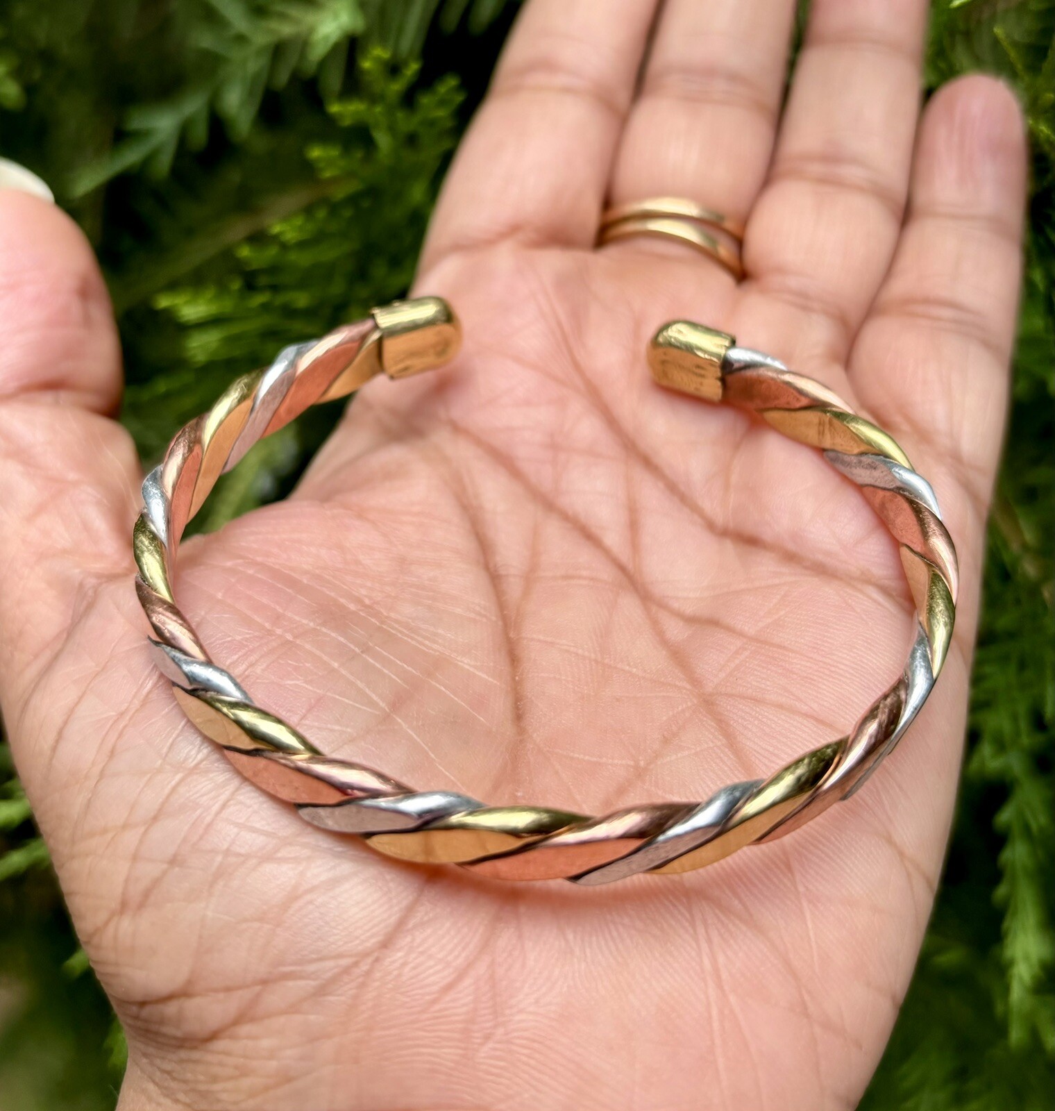 1Pc Pure Ashtadhatu, Copper Brass Silver Healing Bangle Cuff Bracelet Spiritual