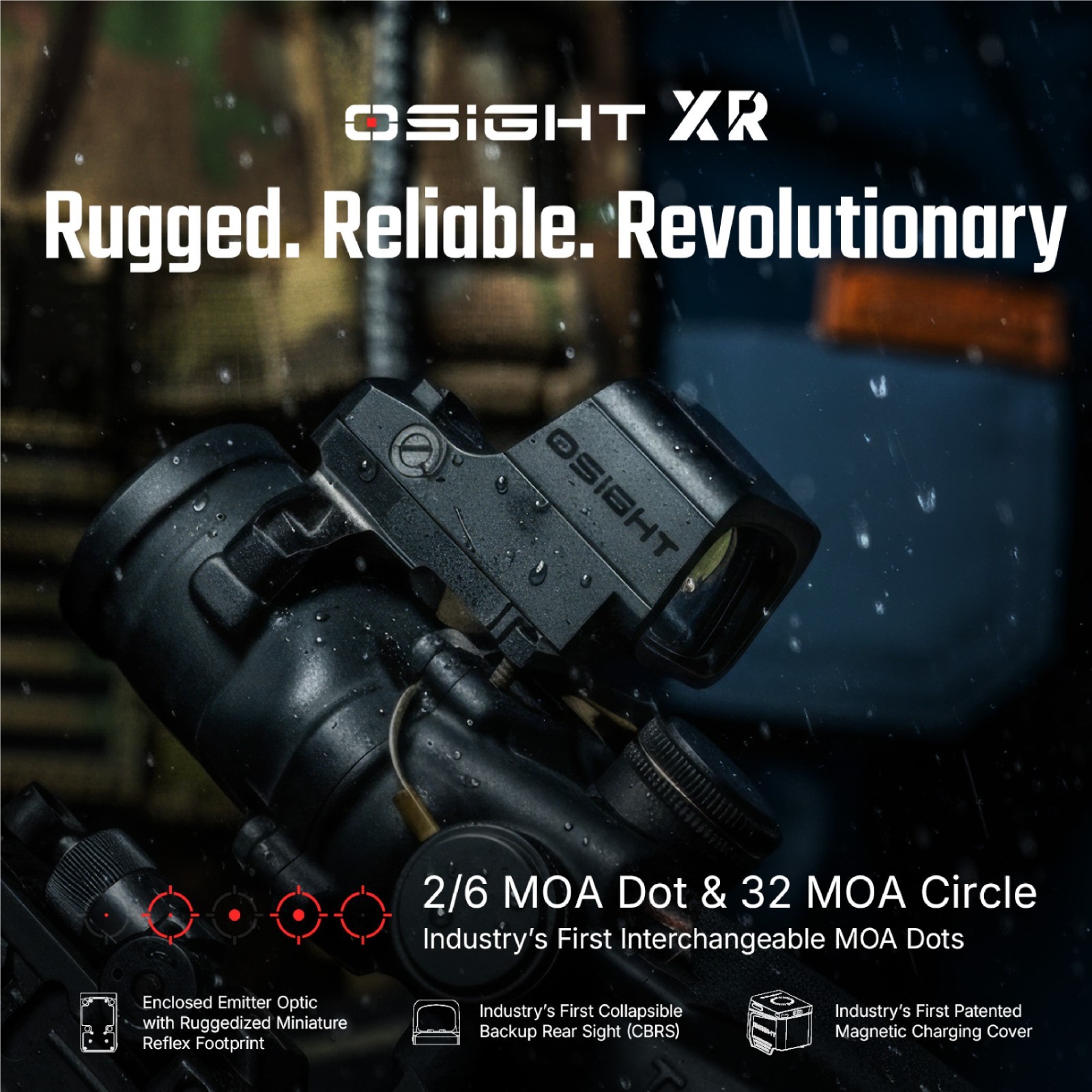 OSIGHT XR Enclosed Red Dot Sight with 2/6 + 32 MOA Multi-Reticle System.