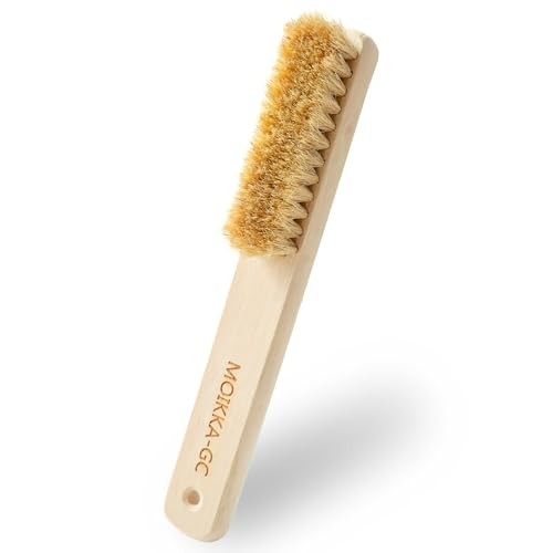 Wood Laundry Stain Brush with Boar Bristle, Tough Stain Remover for Large
