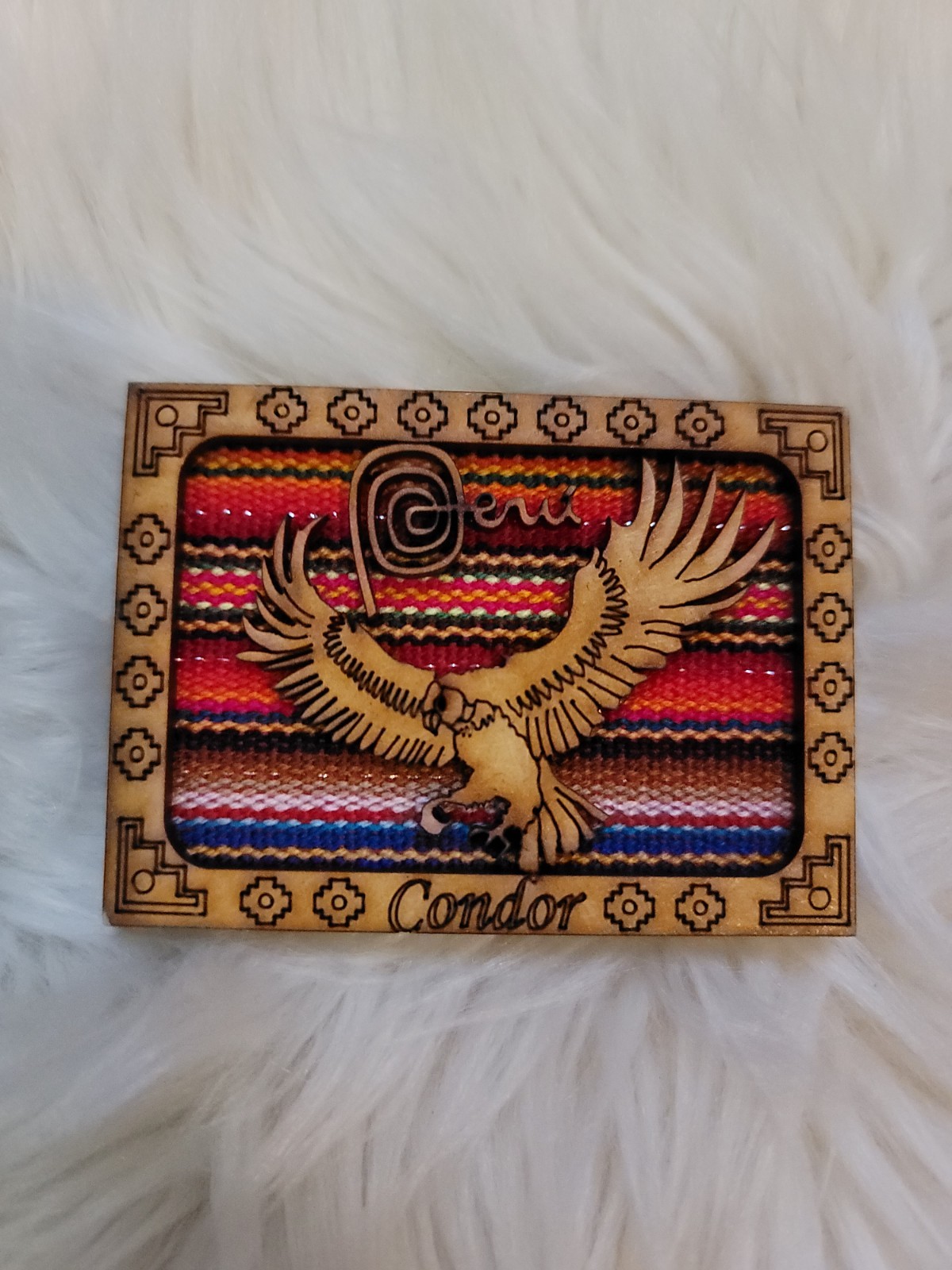Arequipa Colca Valley Condor Small 3.5"×2.5" Magnet Wood Handcrafted From Peru