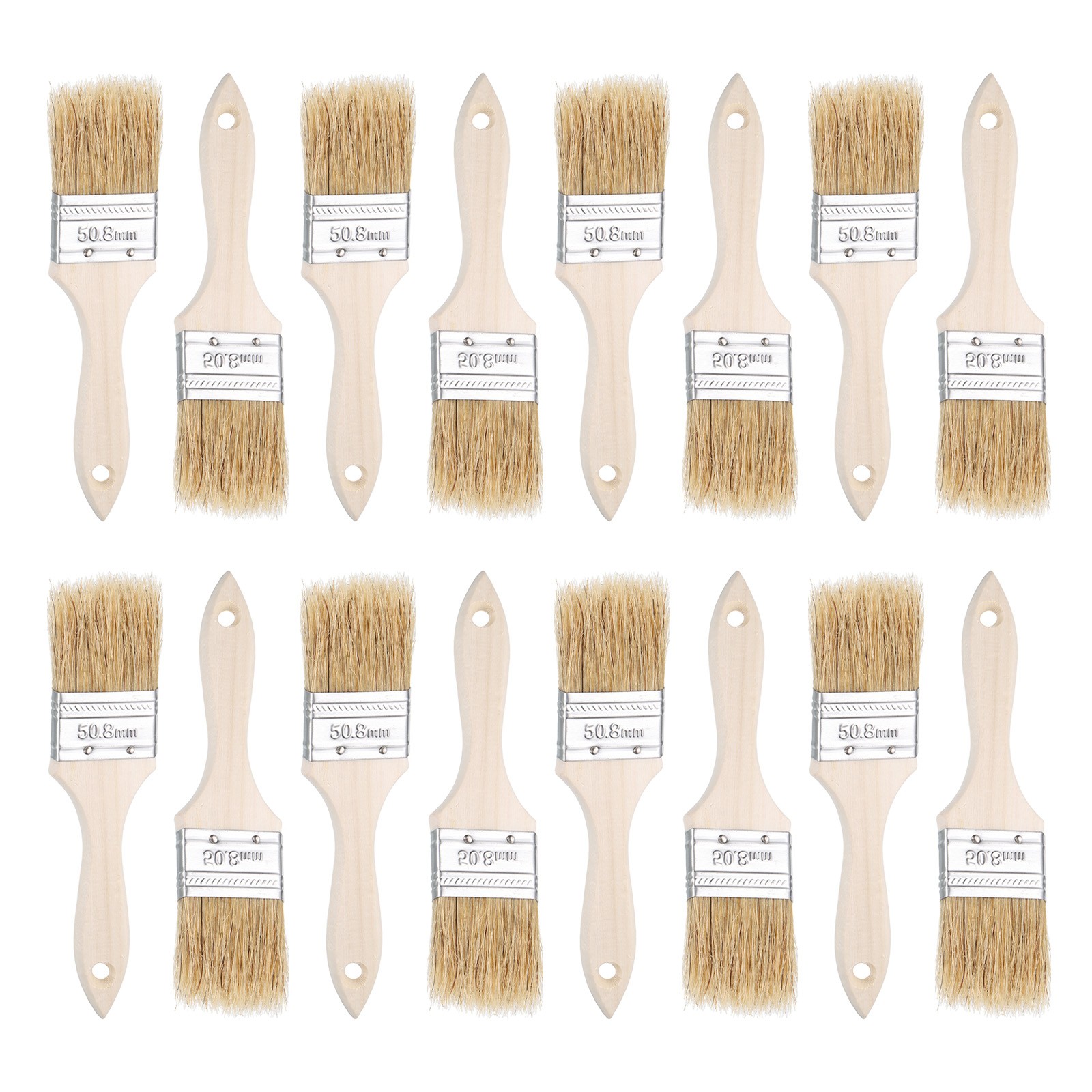 24Pcs Paint Brush 2" Width Natural Bristle Chip Painting Brush Flat Art Brush