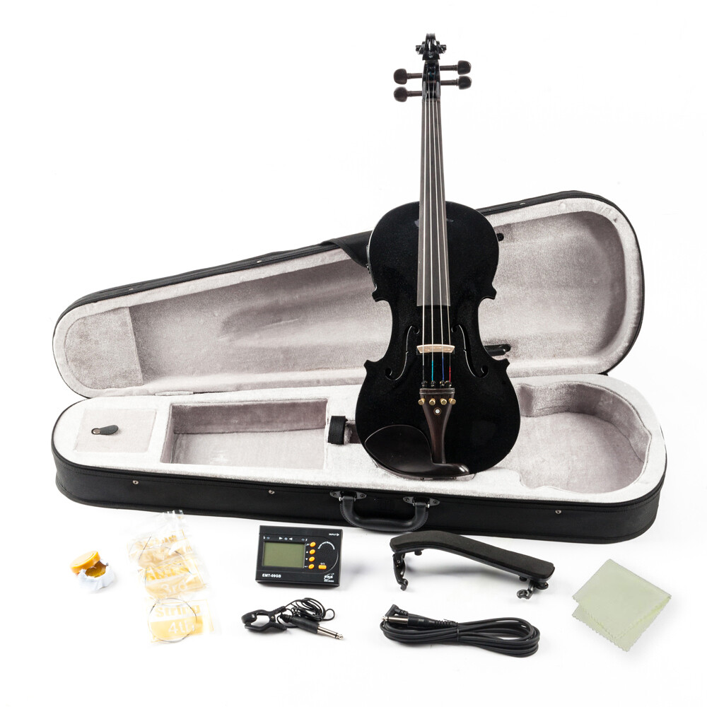 4/4 Full Size Solid Wood EQ Violin with Case Bow Strings Shoulder Rest & Tuner