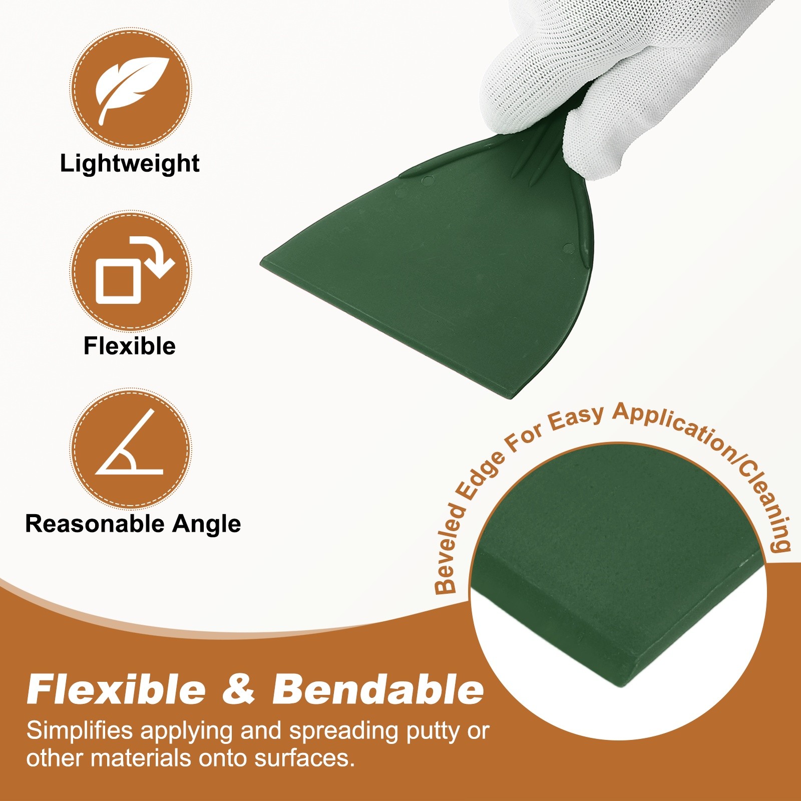 5Pcs, Putty Knife 4" Width Flexible Plastic Putty Knife Paint Scraper Dark Green